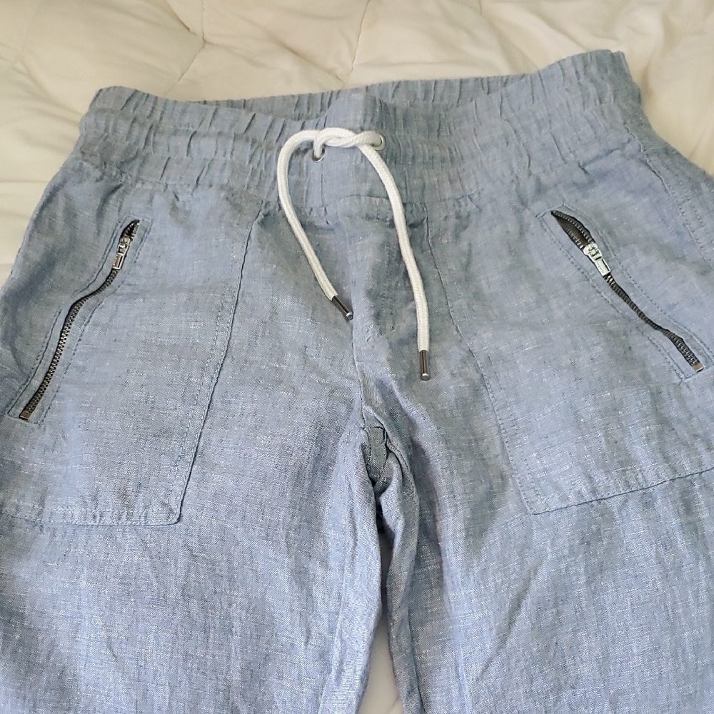 Athleta Light Blue Jean Type Pants with Drawstring - Picture 4 of 6